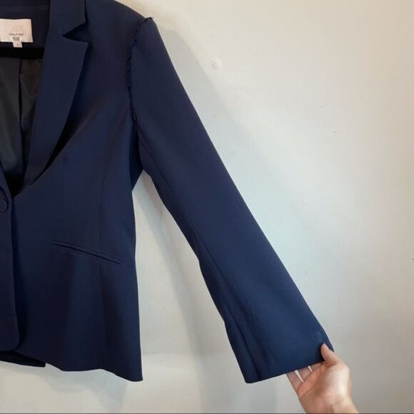 Cinq à Sept Kit Single Breasted Blazer Jacket Navy Blue Size 4 - Picture 3 of 12